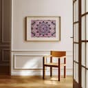 Room view with a matted frame of A wabi sabi tapestry print, an intricate pattern