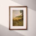 Matted frame view of An impressionist oil painting, a summer landscape with an open field