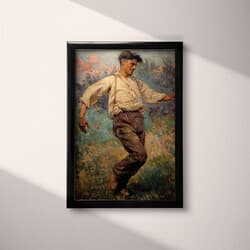 Dancing Man Digital Download | Dance Wall Decor | Portrait Decor | Black, Brown, Beige and Red Print | Art Nouveau Wall Art | Living Room Art | Halloween Digital Download | Autumn Wall Decor | Oil Painting