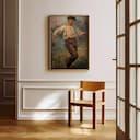 Room view with a full frame of An art nouveau oil painting, a man dancing