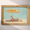 Full frame view of A retro pastel pencil illustration, a beach chair and umbrella