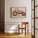 Room view with a full frame of A cute simple illustration with simple shapes, a tractor