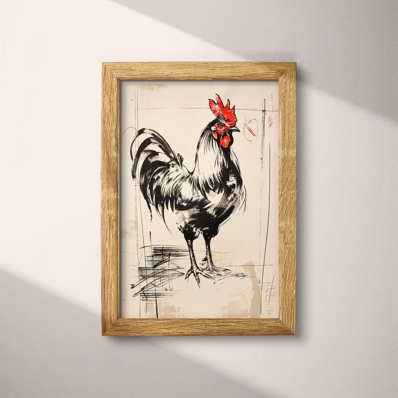 Full frame view of A farmhouse ink sketch, a rooster