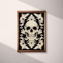 Full frame view of A gothic textile print, symmetric a skull pattern