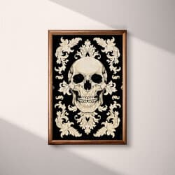 Skull Pattern Art | Skull Wall Art | Gothic Print | Black, White, Beige, Brown and Green Decor | Gothic Wall Decor | Game Room Digital Download | Grief & Mourning Art | Halloween Wall Art | Autumn Print | Textile