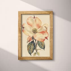 Dogwood Flower Digital Download | Botanical Wall Decor | Flowers Decor | White, Brown, Black, Gray and Red Print | Art Deco Wall Art | Living Room Art | Housewarming Digital Download | Mother's Day Wall Decor | Spring Decor | Pastel Pencil Illustration