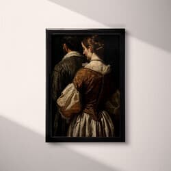 Married Couple Digital Download | Portraits Wall Decor | Black, Brown and Beige Decor | Scandinavian Print | Bedroom Wall Art | Anniversary Art | Valentine's Day Digital Download | Autumn Wall Decor | Oil Painting