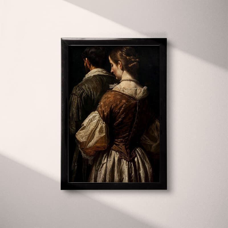 Full frame view of A scandinavian oil painting, a married couple, back view