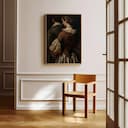 Room view with a full frame of A scandinavian oil painting, a married couple, back view