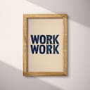 Full frame view of A minimalist linocut print, the words "WORK"