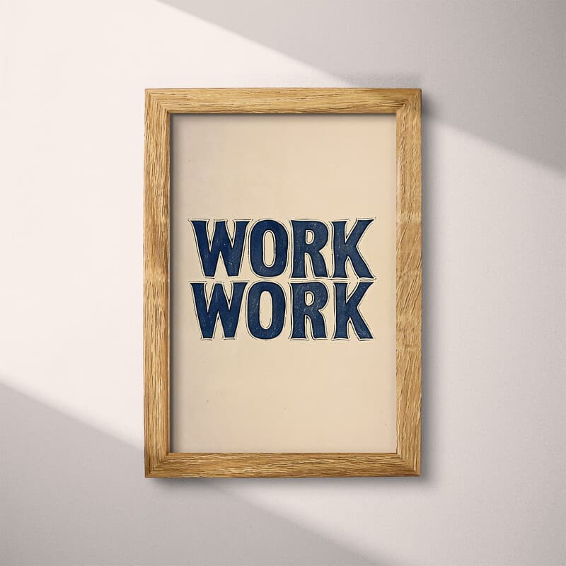 Full frame view of A minimalist linocut print, the words "WORK"