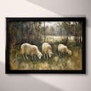 Full frame view of An impressionist oil painting, sheep grazing on a field