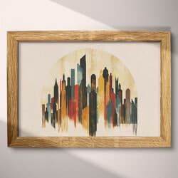 City Skyline Digital Download | Cityscapes Wall Decor | Architecture Decor | White, Black, Gray and Brown Print | Bohemian Wall Art | Living Room Art | Housewarming Digital Download | Autumn Wall Decor | Pastel Pencil Illustration