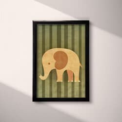 Elephant Art | Wildlife Wall Art | Animals Print | Brown and Green Decor | Cute Simple Wall Decor | Nursery Digital Download | Baby Shower Art | Autumn Wall Art | Simple Illustration