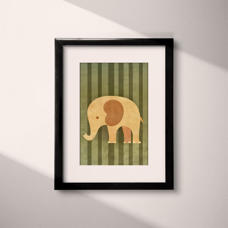 Matted frame view of A cute simple illustration with simple shapes, an elephant