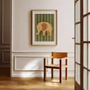 Room view with a matted frame of A cute simple illustration with simple shapes, an elephant