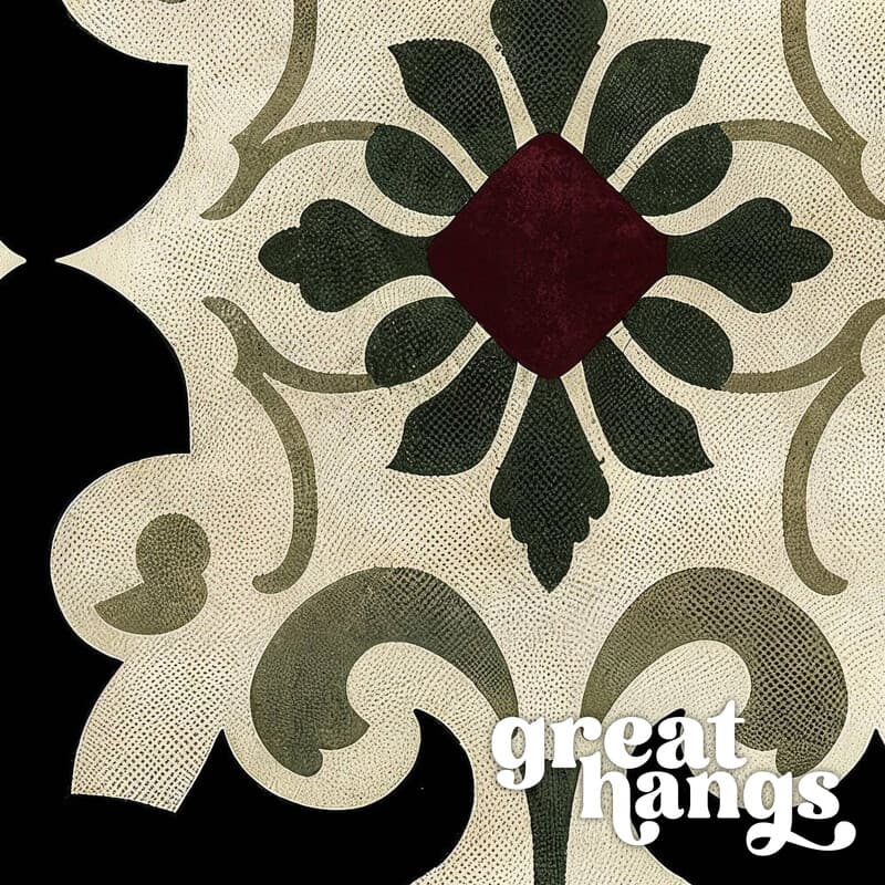 Closeup view of An industrial textile print, symmetric geometric pattern