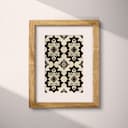 Matted frame view of An industrial textile print, symmetric geometric pattern
