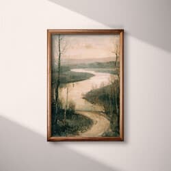 Winding River Digital Download | Nature Wall Decor | Landscapes Decor | Beige, Black and Gray Print | Vintage Wall Art | Living Room Art | Housewarming Digital Download | Autumn Wall Decor | Oil Painting