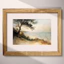 Matted frame view of An impressionist oil painting, a tranquil beach
