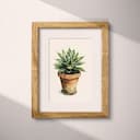 Matted frame view of A botanical pastel pencil illustration, a potted plant