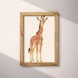 Giraffe Digital Download | Wildlife Wall Decor | Animals Decor | White, Red, Brown and Black Print | Chibi Wall Art | Kids Art | Baby Shower Digital Download | Spring Wall Decor | Linocut Print