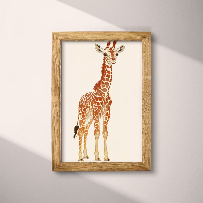 Full frame view of A cute chibi anime linocut print, a giraffe
