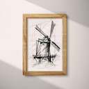 Full frame view of A vintage pencil sketch, a windmill