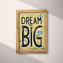 Full frame view of A vintage linocut print, the words "DREAM BIG"