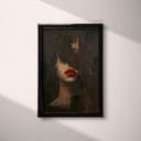 Full frame view of An abstract vintage oil painting, portrait of a woman with red lips