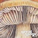 Closeup view of An art deco pastel pencil illustration, mushrooms
