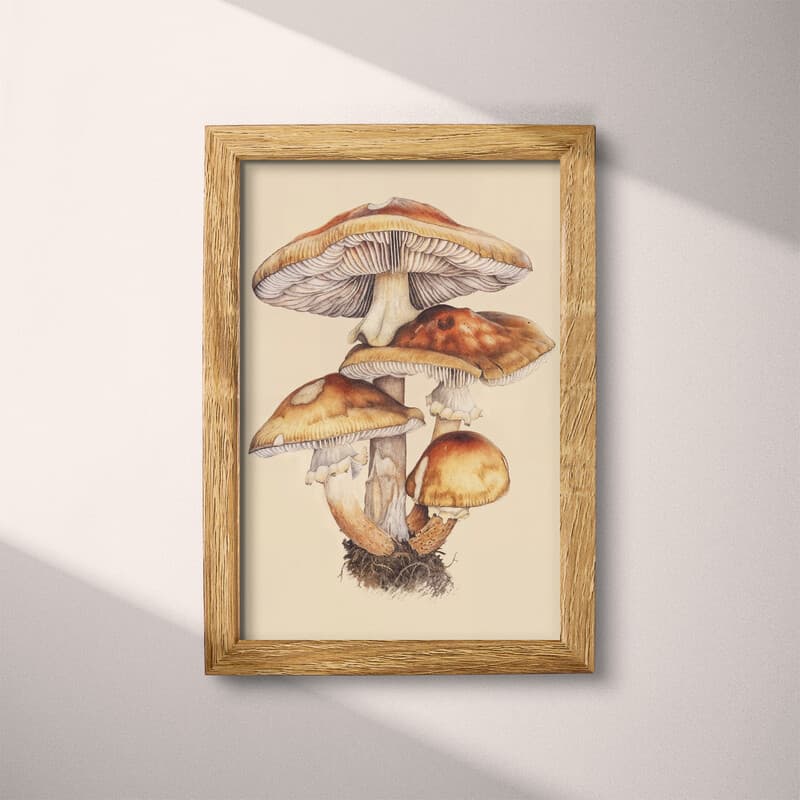 Full frame view of An art deco pastel pencil illustration, mushrooms