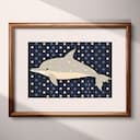 Matted frame view of A cute simple illustration with simple shapes, a dolphin