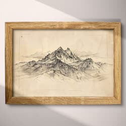 Mountain Range Digital Download | Nature Wall Decor | Landscapes Decor | Beige, Black and Brown Print | Japandi Wall Art | Living Room Art | Housewarming Digital Download | Winter Wall Decor | Graphite Sketch