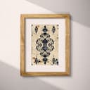 Matted frame view of An art nouveau textile print, symmetric intricate pattern
