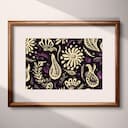 Matted frame view of A bohemian linocut print, simple pattern