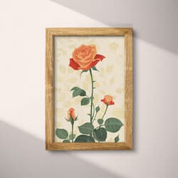 Rose Garden Digital Download | Floral Wall Decor | Flowers Decor | Beige, Green, Gray and Red Print | Cute Simple Wall Art | Living Room Art | Housewarming Digital Download | Mother's Day Wall Decor | Spring Decor | Simple Illustration