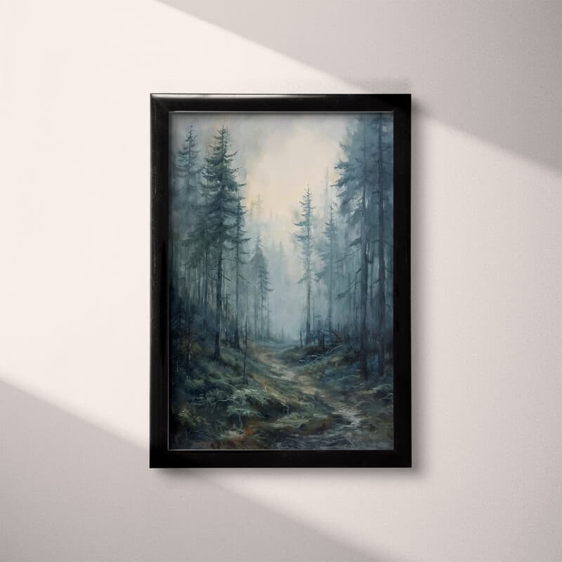 Full frame view of An impressionist oil painting, fir tree forest
