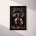 Full frame view of An afrofuturism oil painting, a king on a throne