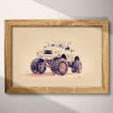 Full frame view of A cute chibi anime pastel pencil illustration, a monster truck