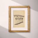 Matted frame view of An art deco ink sketch, a row of martini glasses