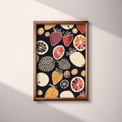 Fruit Pattern Digital Download | Fruit Wall Decor | Food & Drink Decor | Black, Beige, Orange, Gray and Brown Print | Bauhaus Wall Art | Kitchen & Dining Art | Housewarming Digital Download | Autumn Wall Decor | Linocut Print