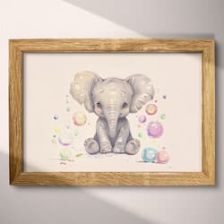 Elephant Digital Download | Animal Wall Decor | Animals Decor | White, Gray, Black, Yellow and Red Print | Chibi Wall Art | Nursery Art | Baby Shower Digital Download | Spring Wall Decor | Pastel Pencil Illustration