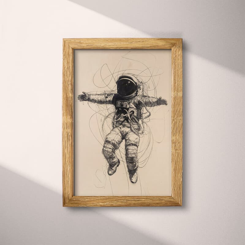 Full frame view of A vintage pencil sketch, an astronaut