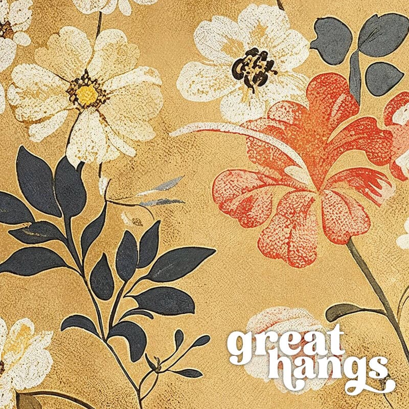 Closeup view of A french country textile print, symmetric floral pattern