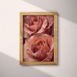 Pink Roses Art | Floral Wall Art | Flowers Print | Brown and Pink Decor | Impressionist Wall Decor | Bedroom Digital Download | Anniversary Art | Mother's Day Wall Art | Spring Print | Oil Painting