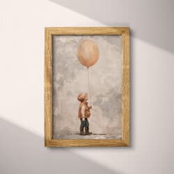 Boy Portrait Art | Portrait Wall Art | Portrait Print | Beige, Gray, Brown and Black Decor | Vintage Wall Decor | Kids Digital Download | Autumn Art | Oil Painting