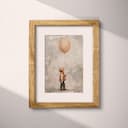 Matted frame view of A vintage oil painting, portrait of a boy with a balloon