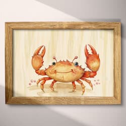 Crab Digital Download | Marine Wall Decor | Animals Decor | Beige, Brown, Red, Black and Gray Print | Chibi Wall Art | Kids Art | Back To School Digital Download | Summer Wall Decor | Colored Pencil Illustration