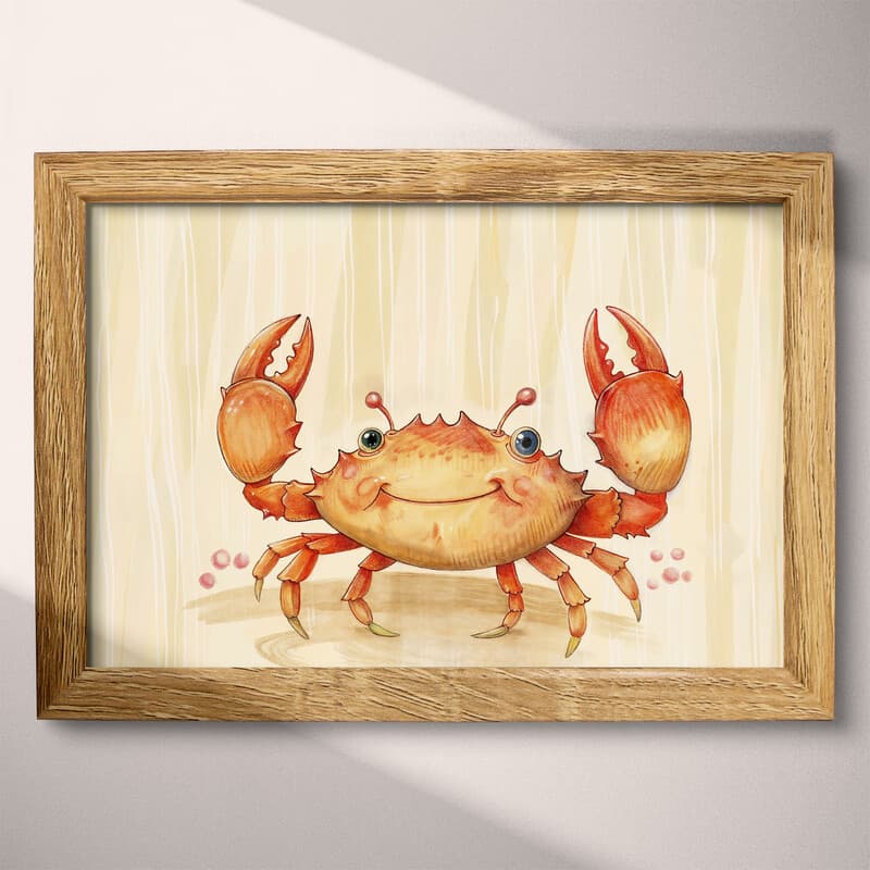 Full frame view of A cute chibi anime colored pencil illustration, a crab